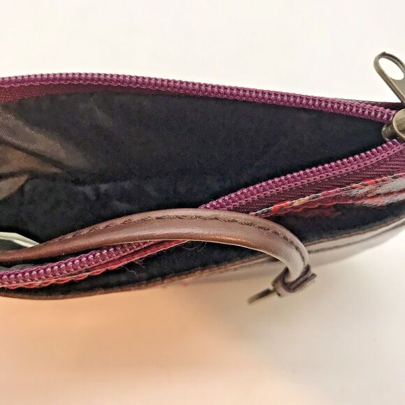 Mudd Magenta Peace Sign Wristlet with Key Fob Pockets Zip Top Mini Purse Bag - Picture 9 of 10